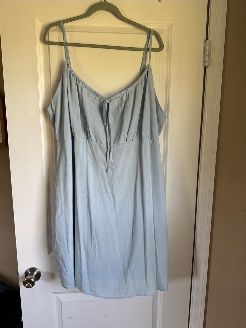 Forever 21 Light Blue Tie-Front Spaghetti Strap Mini Dress